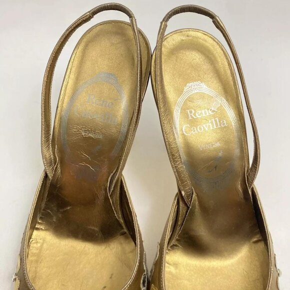 Rene Caovilla Metallic Floral Heels - Picture 5 of 6